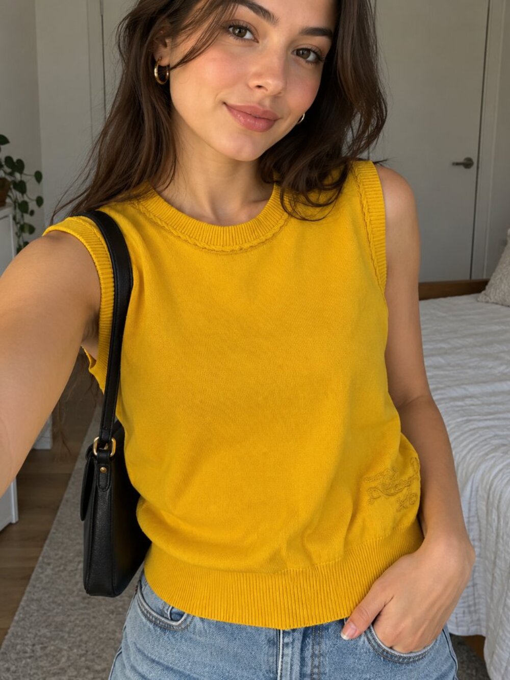 KARL LAGERFELD Bright Yellow Sleeveless Knit Tank